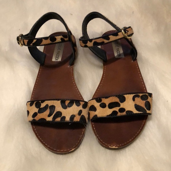 calf hair leopard sandals